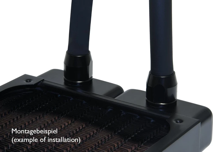 Alphacool HF Anschraubtülle TPV Metall G1/4" auf 12.7/7.6mm schwarz, 6er-Pack