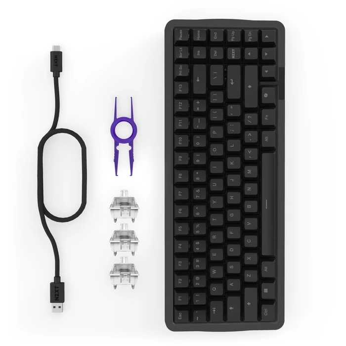 NZXT Function Elite MiniTKL, matt schwarz, LEDs RGB, hot-swap, NZXT Magnetic, USB, DE