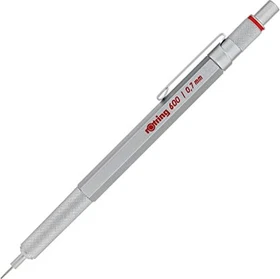 rOtring 600 Feinminen Druckbleistift HB 0.7mm graphit, silber, Radierer