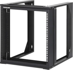Intellinet 19" 2-Pfosten Laborgestell 9HE, zur Wandmontage, 2 Tragschienen, RAL 9004, 450mm tief