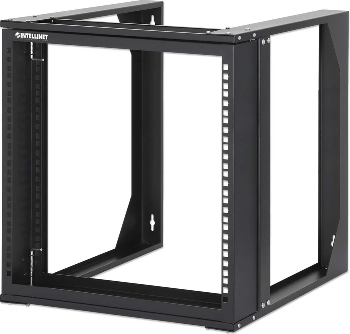 Intellinet 19" 2-Pfosten Laborgestell 9HE, zur Wandmontage, 2 Tragschienen, RAL 9004, 450mm tief