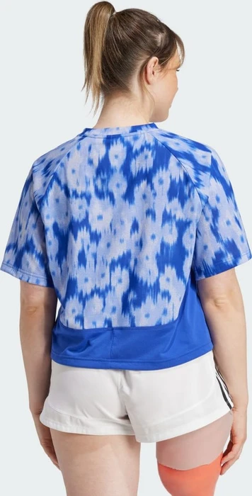 adidas Train Essentials Allover Print Flower Tie-Dye Funktionsshirt kurzarm semi lucid blue (Damen)
