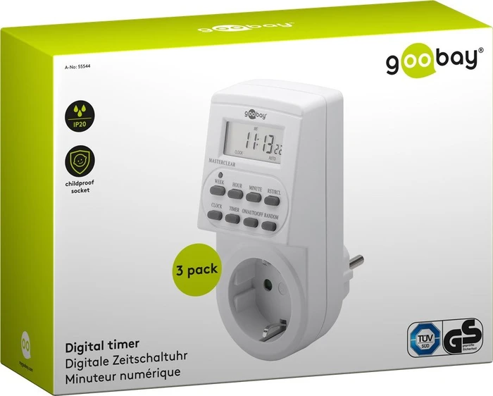 Wentronic goobay digitale Wochenzeitschaltuhr, IP20, weiß, 3er-Pack (55544) – Bild 3 von 3