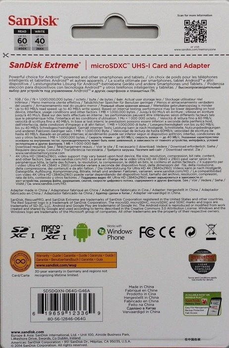 SanDisk Extreme R60/W40 64GB Kit, UHS-I U3, Class 10