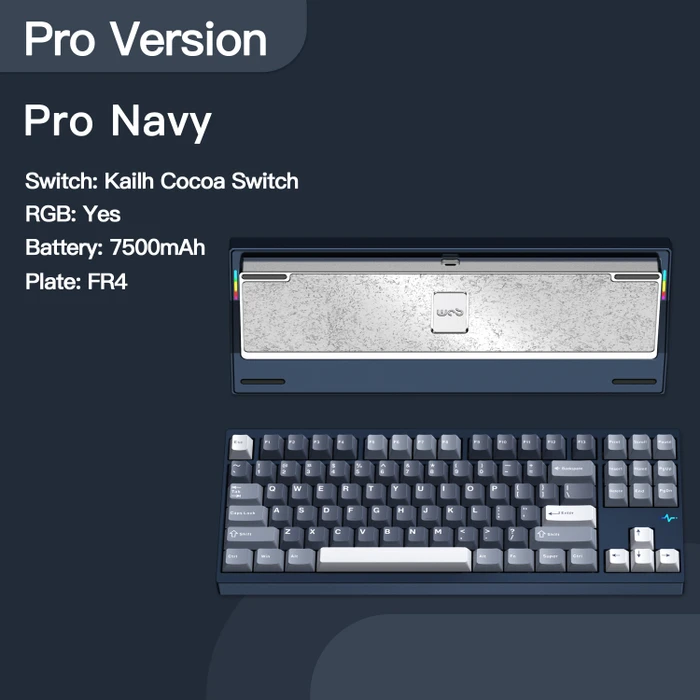 Wobkey Crush 80 Reboot Pro, Navy, LEDs RGB, Kailh Cocoa, USB/Bluetooth, US