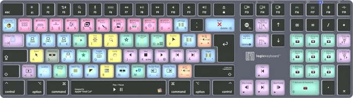 LogicKeyboard Titan Wireless Apple Final Cut Pro X Mac, Titanium Gray, LEDs weiß, USB/Bluetooth, DE