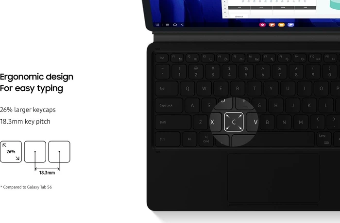 Samsung EJ-DT970 Book Cover Keyboard für Galaxy Tab S7+ / Tab S7 FE / Tab S8+, schwarz, DE