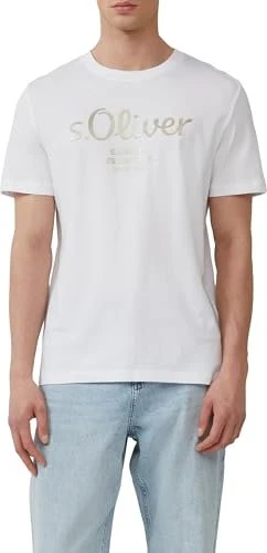 s.Oliver Logo-Print T-Shirt kurzarm weiß (Herren)