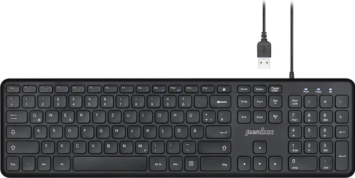 Perixx Periboard-210, schwarz, USB, DE