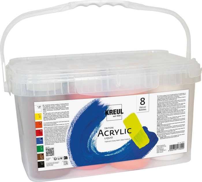 Kreul Triton Acrylic Liquid Acrylfarbe Powerpack, 8 Farben, 750ml, 8er-Set (17800) – Bild 2 von 2