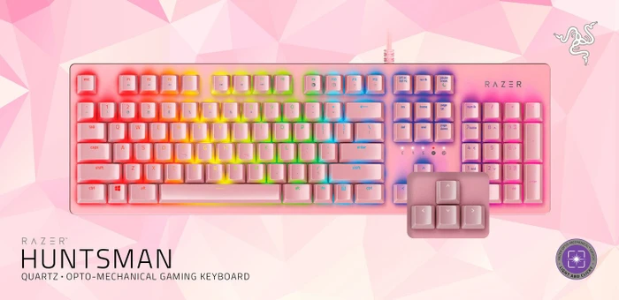 Razer Huntsman Quartz Pink, Razer Clicky Optical PURPLE, USB, US