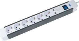 as-Schwabe Steckdosenleiste FLASH mit USB-Anschlüssen, 6-fach, 1.5m