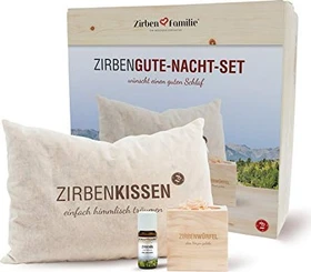 Zirbenfamilie ZirbenWürfel + Zirbenöl + ZirbenKissen Gute-Nacht-Set