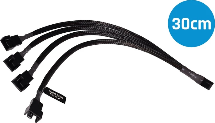 Alphacool 4-Pin auf 4x 4-Pin Verteiler, sleeved, 30cm, schwarz