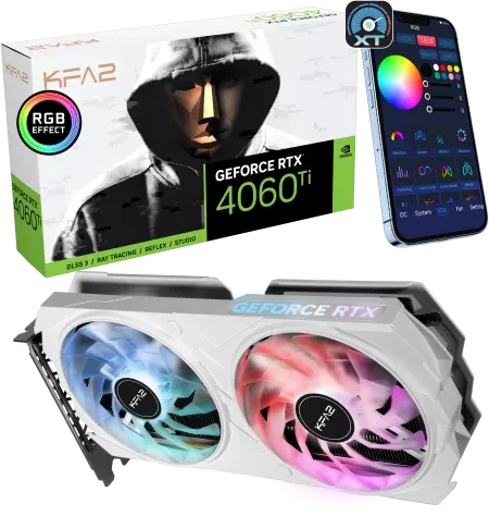 KFA2 GeForce RTX 4060 Ti EX White (1-Click OC), 16GB GDDR6, HDMI, 3x DP