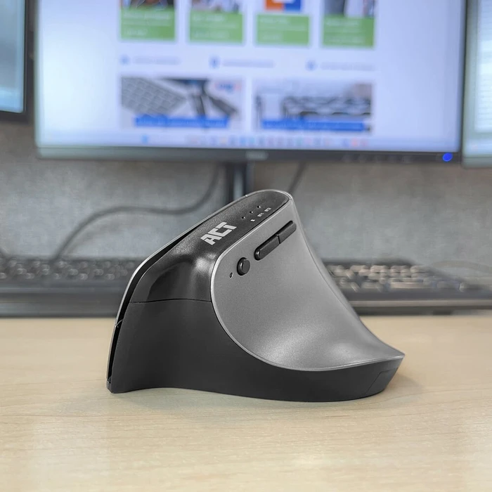 Act Wireless Ergonomic Mouse, schwarz/silber, USB-C/USB-A/Bluetooth