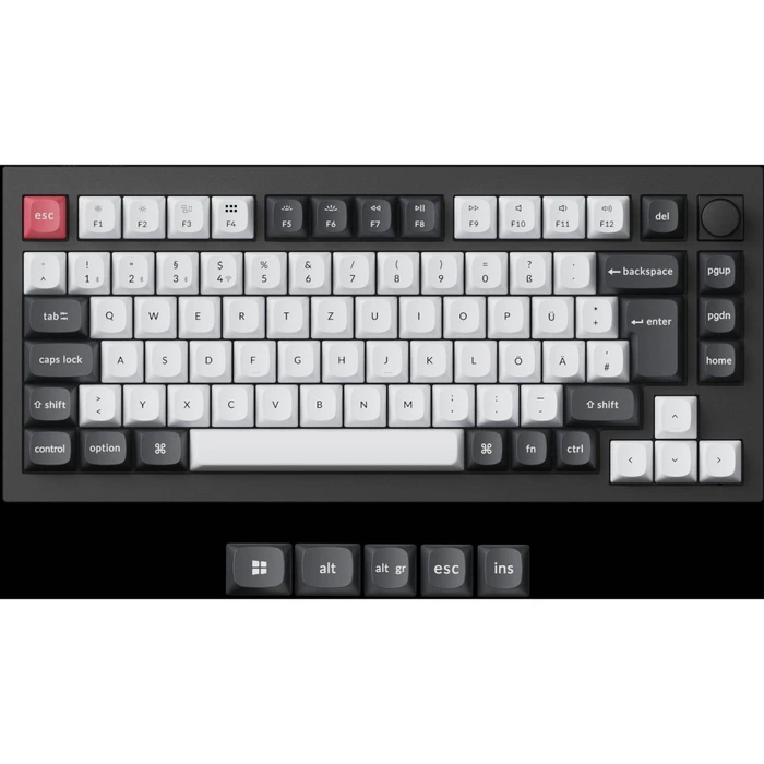 Keychron Q1 HE, Carbon Black, 75%, PBT, LEDs RGB, Gateron 2.0 Magnetic Nebula, USB/Bluetooth, DE
