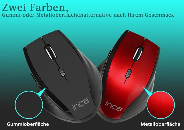 Inca IWM-500GLK Wireless Mouse rot/schwarz, USB