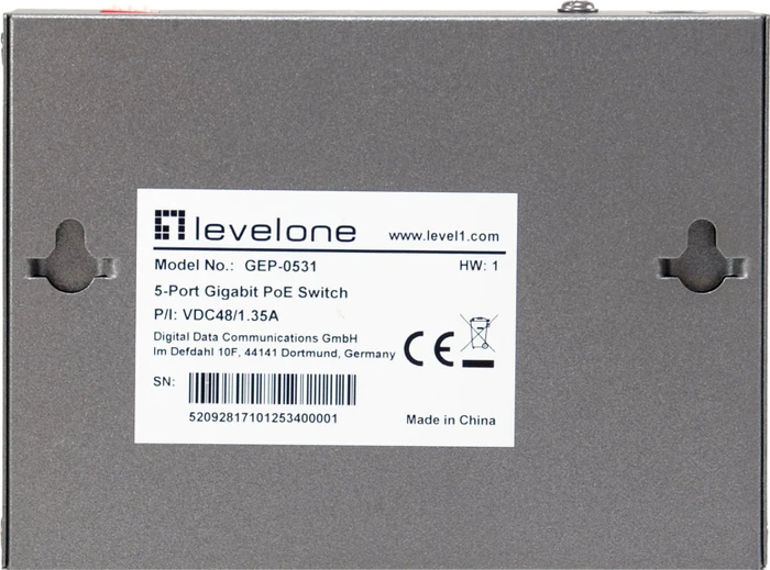 LevelOne GEP Desktop Gigabit Switch, 5x RJ-45, 60W PoE+