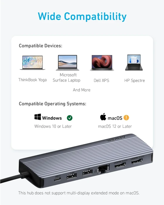 Anker Triple Display USB-C Hub 14-in-1, USB-C 3.0 [Stecker]