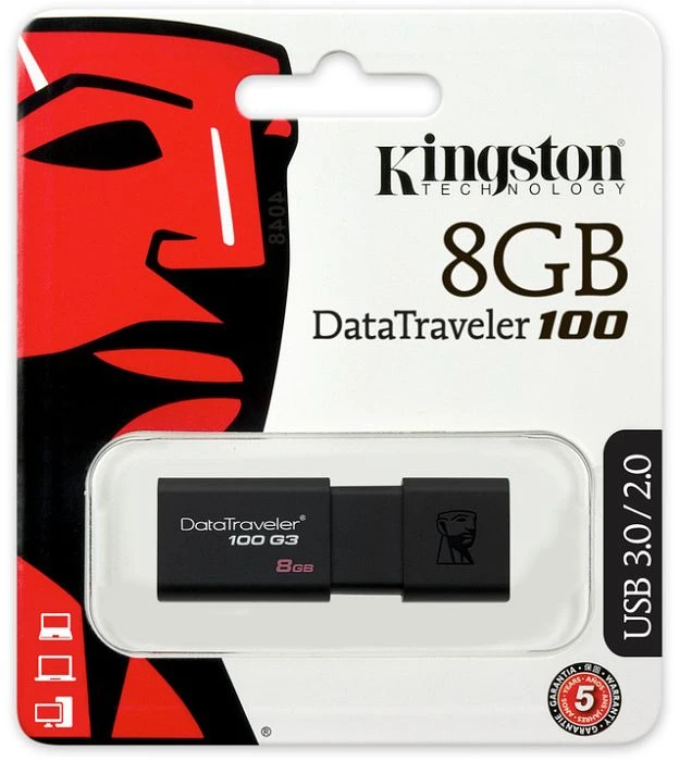 Kingston DataTraveler 100 G3 8GB, USB-A, USB 3.2 Gen 1×1