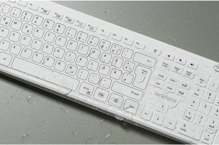 Renkforce RF-WRK-300 kabellose Hygiene-Tastatur, weiß, USB, DE