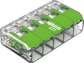 Wago Green Range Verbindungsklemme mit Hebeln bis 4mm² 5-Leiter, 1 Stück