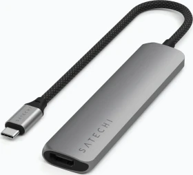 Satechi 6-in-1 Slim Multiport Adapter, Space Grey, USB-C 3.1 [Stecker] (ST-P6SM)