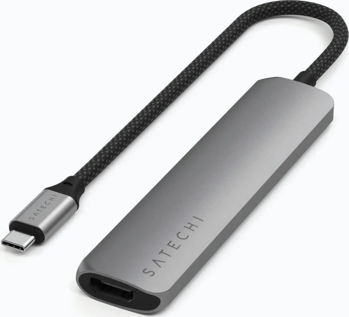Satechi 6-in-1 Slim Multiport Adapter, Space Grey, USB-C 3.1 [Stecker]