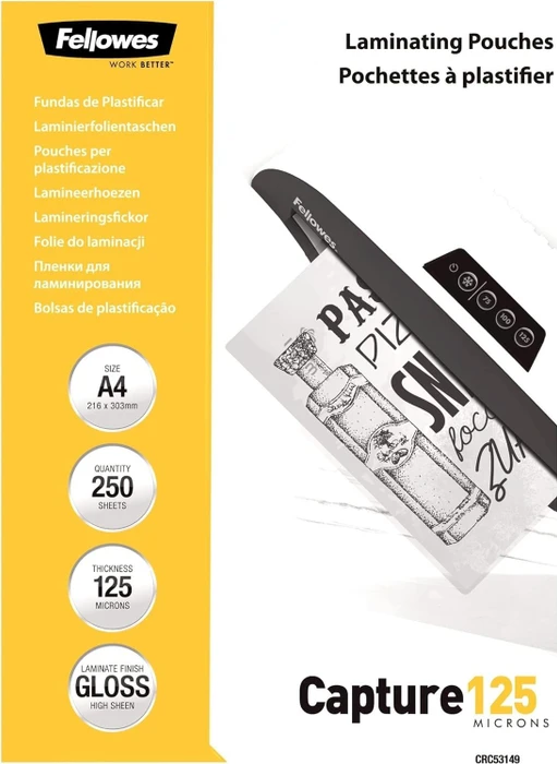 Fellowes Laminierfolien, A4, 2x 125µm, glänzend, 250 Stück (53149)