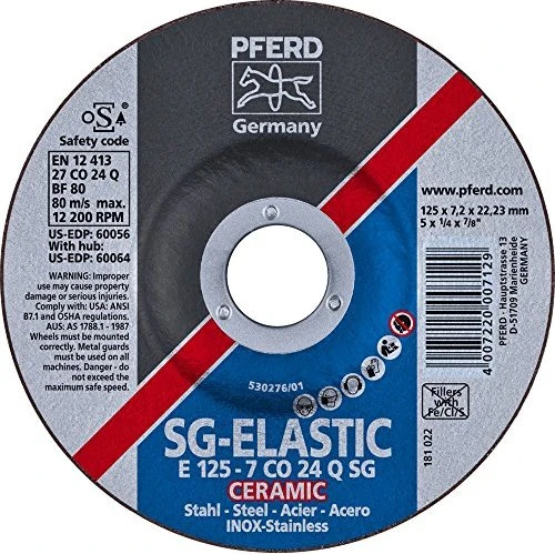 Pferd E 125-7 CERAMIC SGP STEELOX Schleifscheibe, 125x7.2x22.23mm, 10 Stück