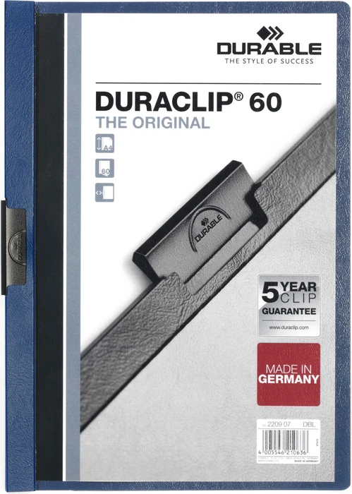 Durable Duraclip 60 Klemmmappe, A4, dunkelblau/transparent