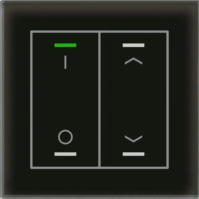 MDT Glastaster II Light 2-fach schwarz, Temperatursensor, Symbol Auf/Ab