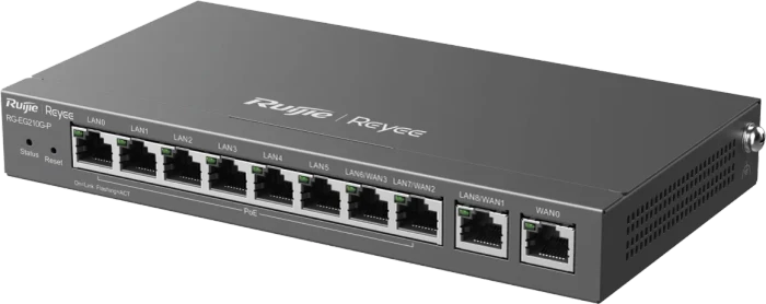 Ruijie Reyee EG200 RG-EG210G-P Desktop Gigabit Smart Router, 10x RJ-45, 70W PoE+