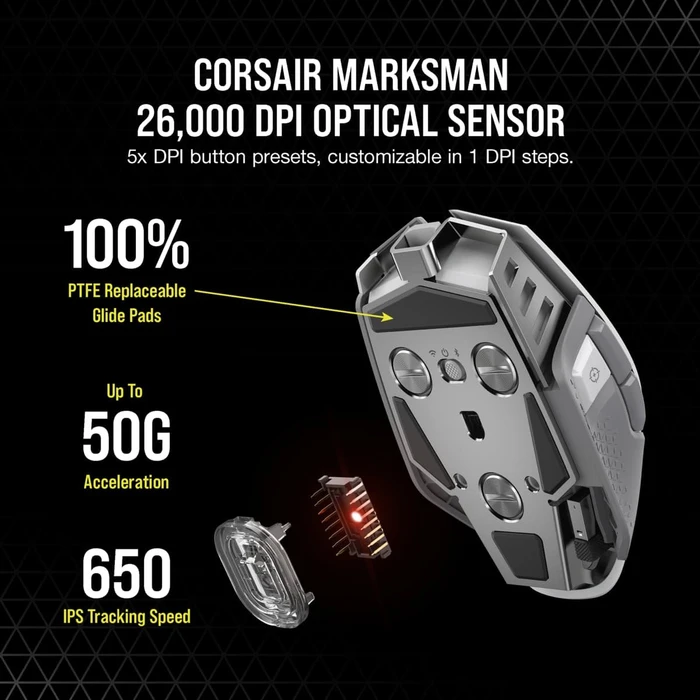 Corsair Gaming M65 RGB Ultra Wireless, weiß/hellgrau, USB/Bluetooth