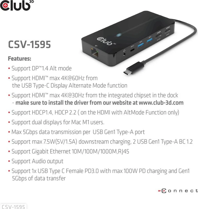 Club 3D 7in1 Hub, USB-C 3.0 [Stecker]