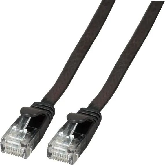 EFB Elektronik PVC kompakt Flach-Patchkabel, Cat6a, U/UTP, RJ-45/RJ-45, 5m, schwarz