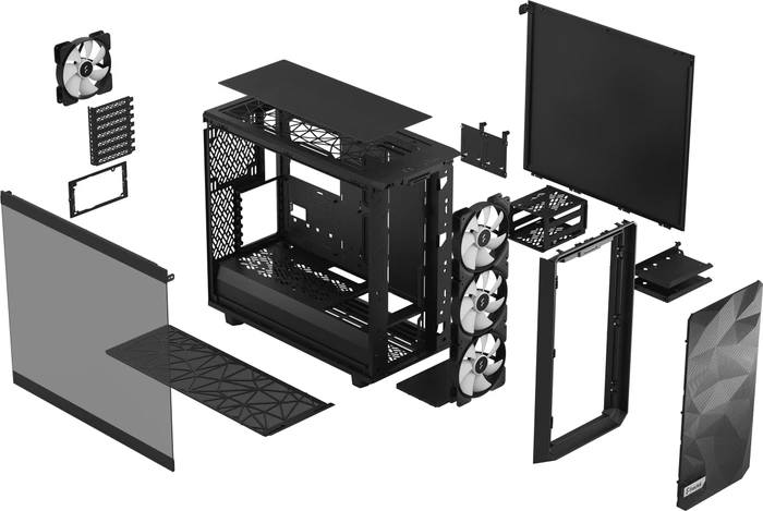 Fractal Design Meshify 2 Lite RGB Black TG Light Tint, Glasfenster