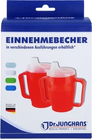 Dr. Junghans Medical Einnehmebecher mit 2 Griffen und Deckel 4mm milchig, 250ml