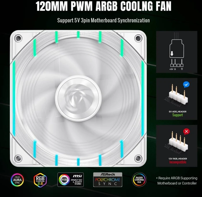 GameMax Tornado T12 ARGB-W, weiß, 120mm