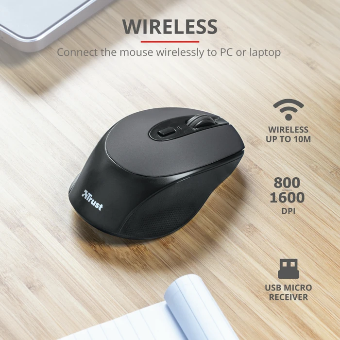 Trust Zaya Rechargeable Wireless Mouse grau/schwarz, USB