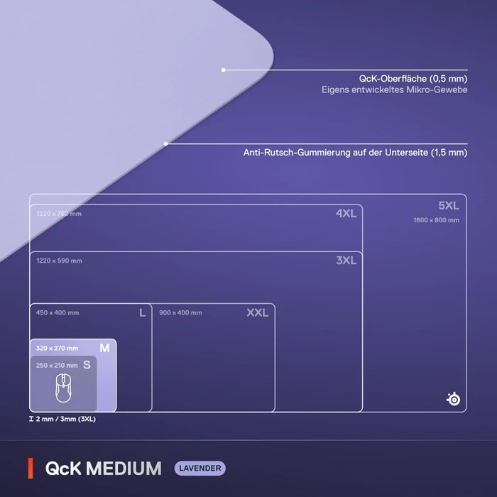 SteelSeries QcK Medium Lavender, 320x270mm, violett