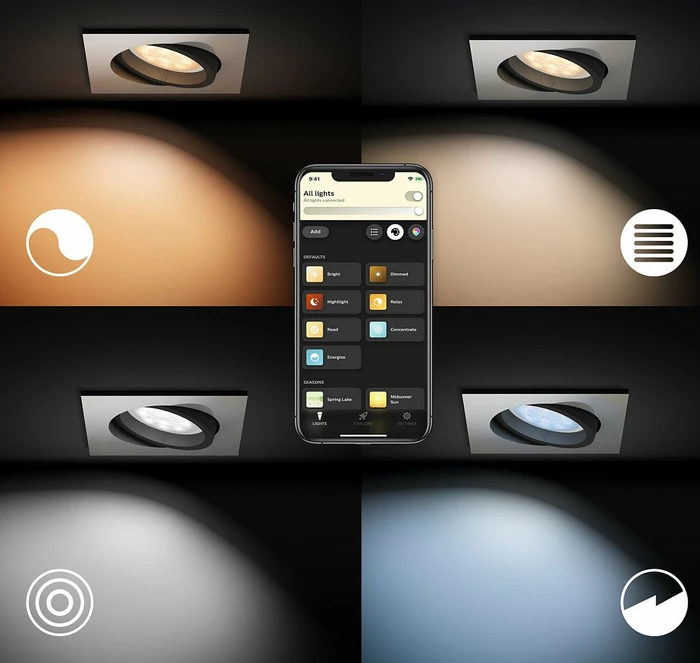 Philips Hue White Ambiance Milliskin Einbauleuchte Erweiterung eckig alu schwarz