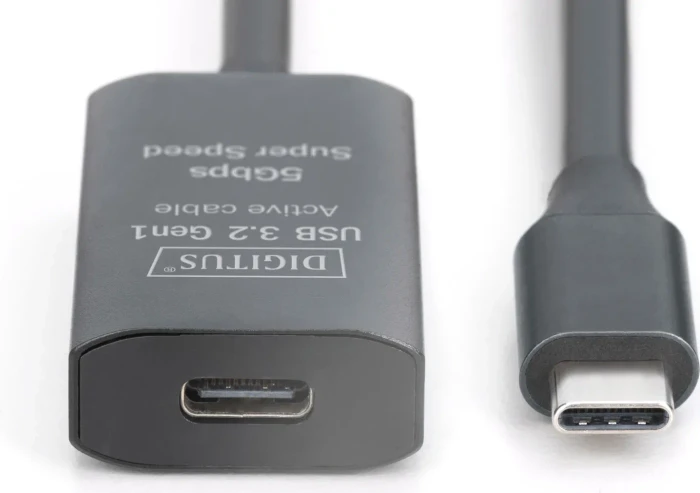 Digitus USB 3.0 aktives Verlängerungskabel, USB-C [Stecker] auf USB-C [Buchse], 5m schwarz