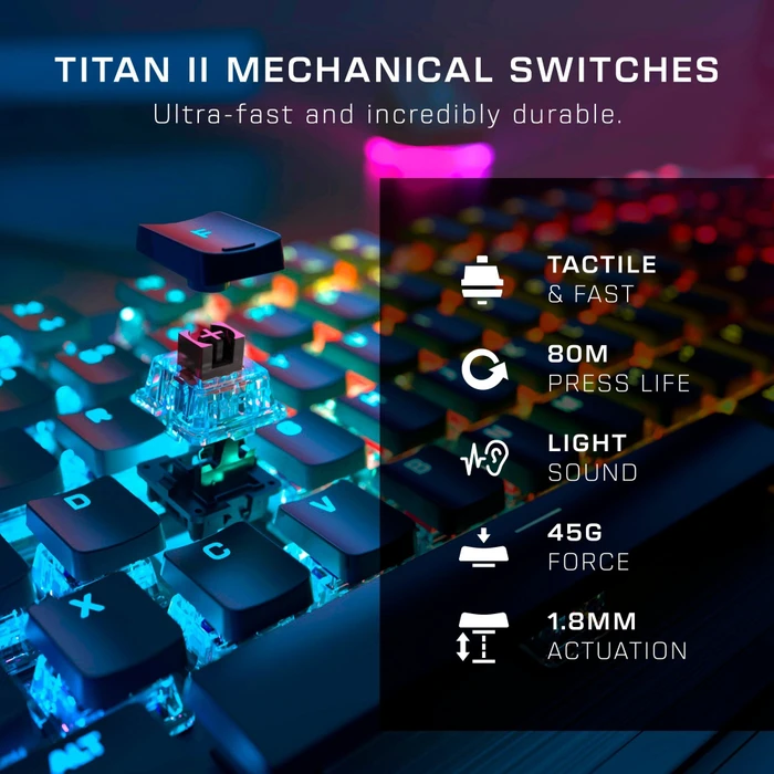 Roccat Vulcan II, LEDs RGB, schwarz, TITAN II BROWN, USB, DE