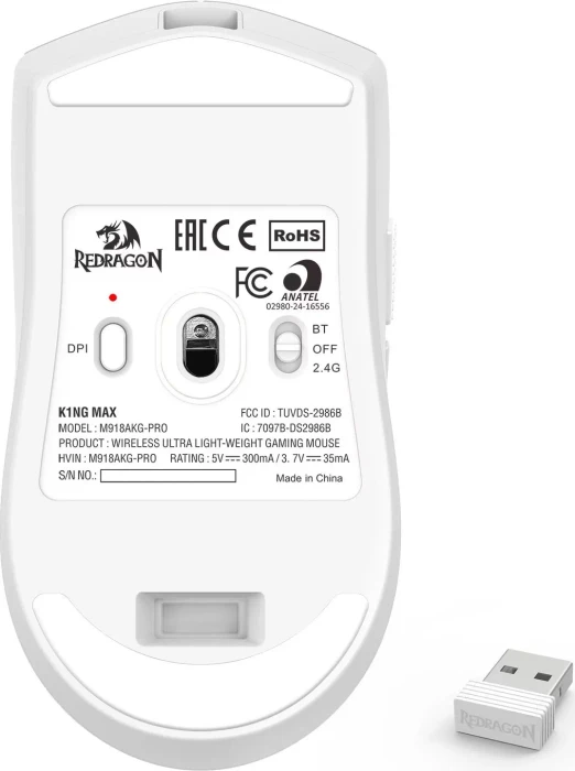 Redragon K1NG Max M918 1KHz Wireless, weiß/Motiv, USB/Bluetooth
