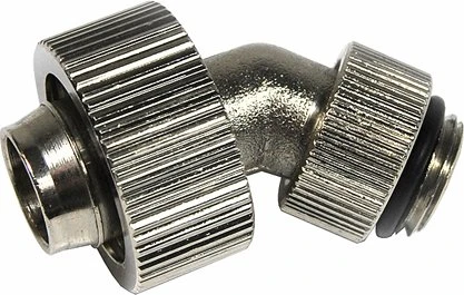 Aquatuning HF Schraubanschluss 45° G1/4" AG auf 19/13 drehbar, silber vernickelt