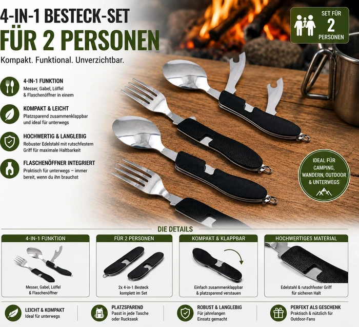 Bahama Camping 4in1 Besteck schwarz