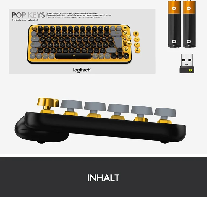 Logitech POP Keys Wireless Mechanical Keyboard, Logi Bolt, Blast, TTC BROWN, USB/Bluetooth, IT