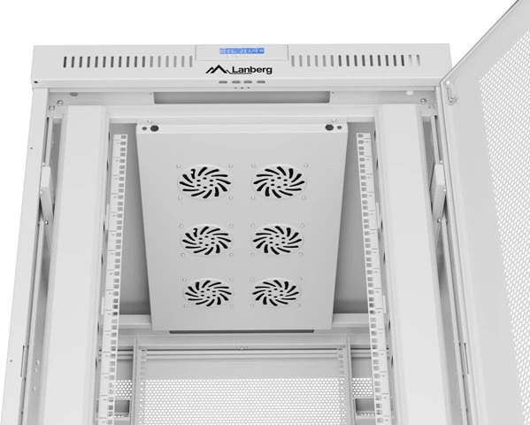 Lanberg 19" Rackschrank 27HE, LCD, freistehend, Flat Pack, Gitternetztür, IP20, RAL 7035, 1000mm tief